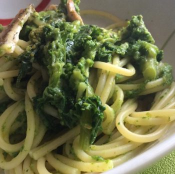 Spaghetti di Turanicum con Cime di Rapa e cremoso di foglie in Bacche Goji